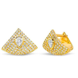 Gold Triangle Wrap Shaker Cubic Zircon Punk Minimalist Earrings